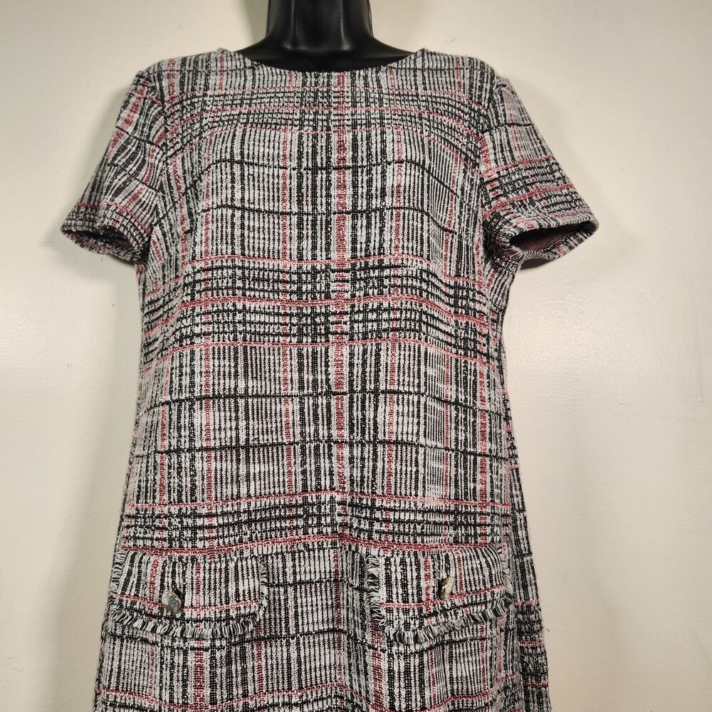 PRIMARK Mini Dress Womens 10 Black White Tweed Tartan Plaid Office Career 70s - Picture 8 of 12